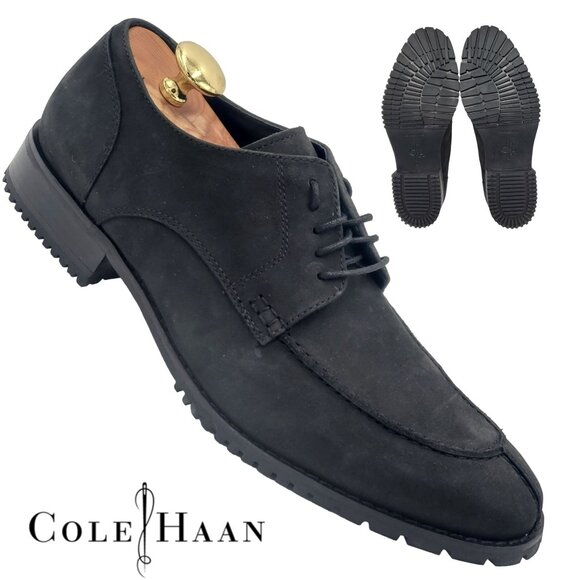 Cole Haan Other - NEW Cole Haan AIR Men's 9.5 Waterproof Black Suede Dress Shoes Split-toe Oxfords